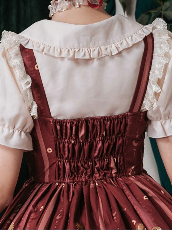 【短納期】甘いロリータブラウスネバーランドフリル半袖ロリータトップライトアプリコットロリータシャツ 【短納期】甘いロリータブラウスネバーランドフリル半袖ロリータトップライトアプリコットロリータシャツ