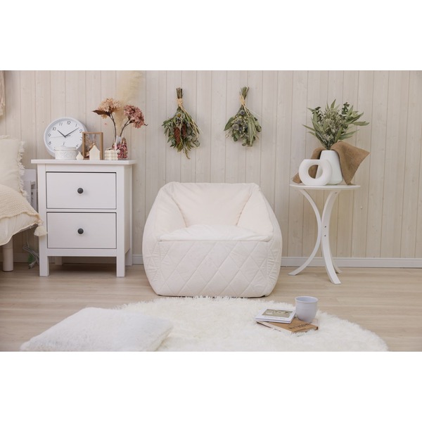 ゆったりと座れる肘があるビーズソファ ホワイト ゆったりと座れる肘があるビーズソファ ホワイト