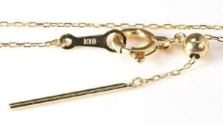 18金製 大人気 小豆チェーン ネックレス輝/4面カットアズキ/0.18:45