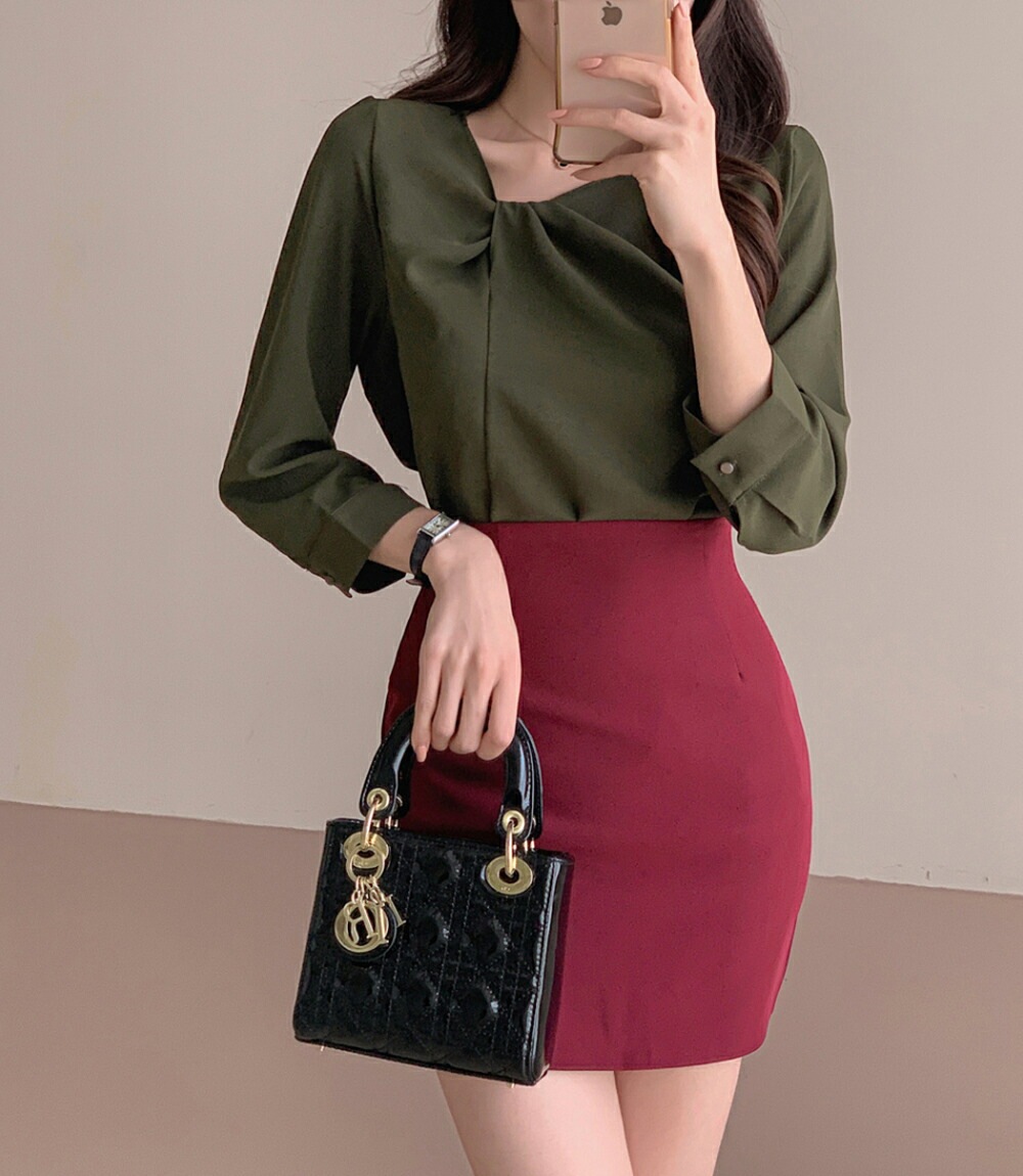 [メガ割りSALE]ツイストネックシフォンブラウス・p586901