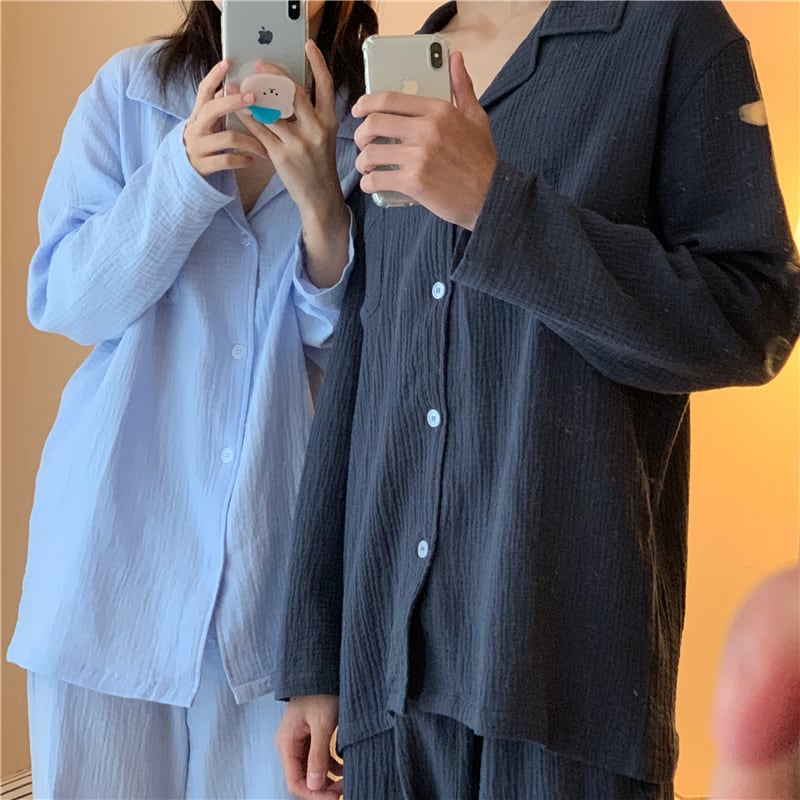 ２color メンズ カップル パジャマ ルームウェア ナイトウェア お揃い イロチ 上下セット