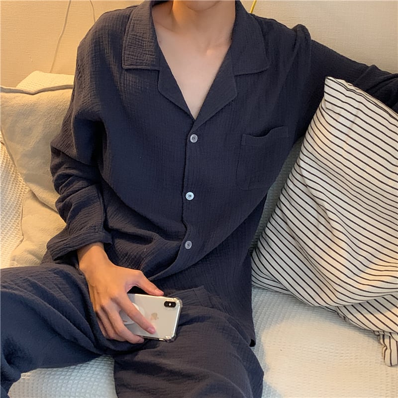 ２color メンズ カップル パジャマ ルームウェア ナイトウェア お揃い イロチ 上下セット