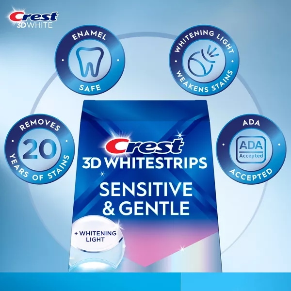 Crest 3DWhitestrips Sensitive + LED Light At-Home Teeth Whitening Kit - 14 Treatments Crest 3DWhitestrips Sensitive + LED Light At-Home Teeth Whitening Kit - 14 Treatments