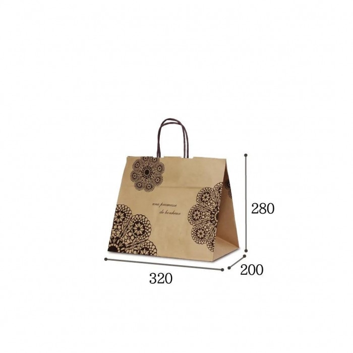 自動紐手提袋 T-9W レースィ(茶) 1080 50枚 自動紐手提袋 T-9W レースィ(茶) 1080 50枚