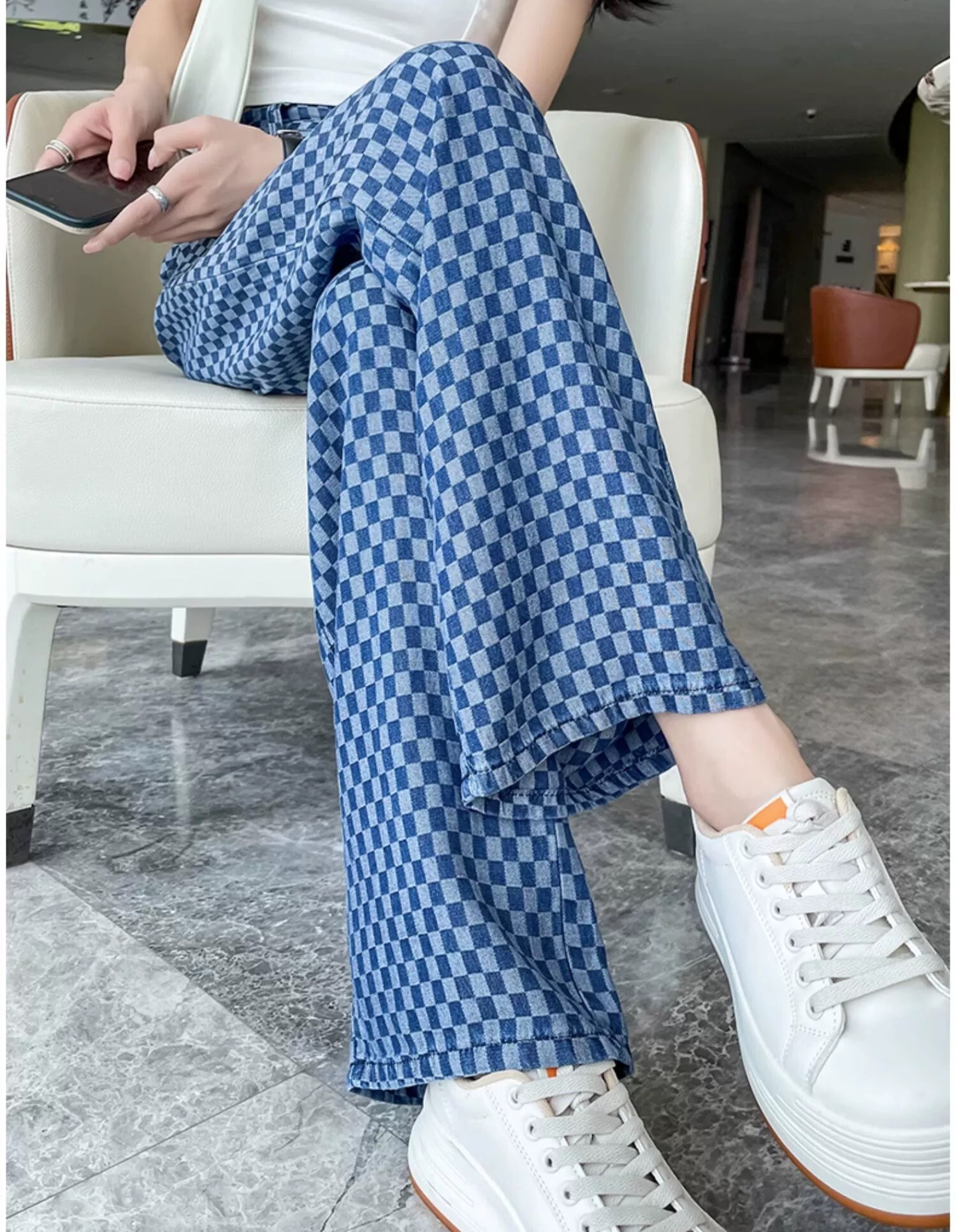 ストレートパンツ 市松模様 個性的 ハイウエスト かっこいい おしゃれ ボトムス パンツ ズボン ロング丈 ポケット 綿 薄手 コットン かわいい 可愛い きれいめ カジュアル レトロ 大人可愛い ストレートパンツ 市松模様 個性的 ハイウエスト かっこいい おしゃれ ボトムス パンツ ズボン ロング丈 ポケット 綿 薄手 コットン かわいい 可愛い きれいめ カジュアル レトロ 大人可愛い