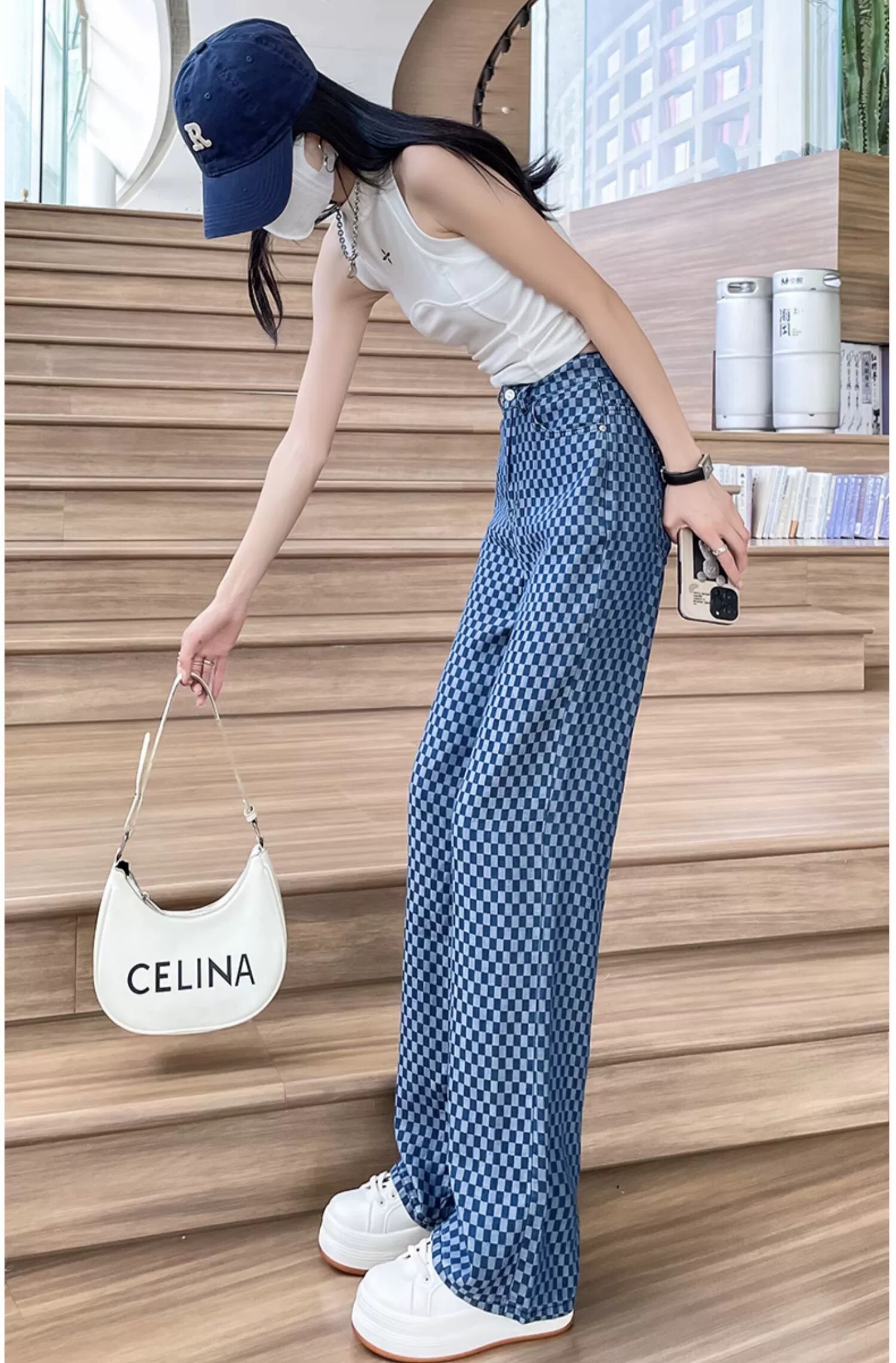 ストレートパンツ 市松模様 個性的 ハイウエスト かっこいい おしゃれ ボトムス パンツ ズボン ロング丈 ポケット 綿 薄手 コットン かわいい 可愛い きれいめ カジュアル レトロ 大人可愛い ストレートパンツ 市松模様 個性的 ハイウエスト かっこいい おしゃれ ボトムス パンツ ズボン ロング丈 ポケット 綿 薄手 コットン かわいい 可愛い きれいめ カジュアル レトロ 大人可愛い