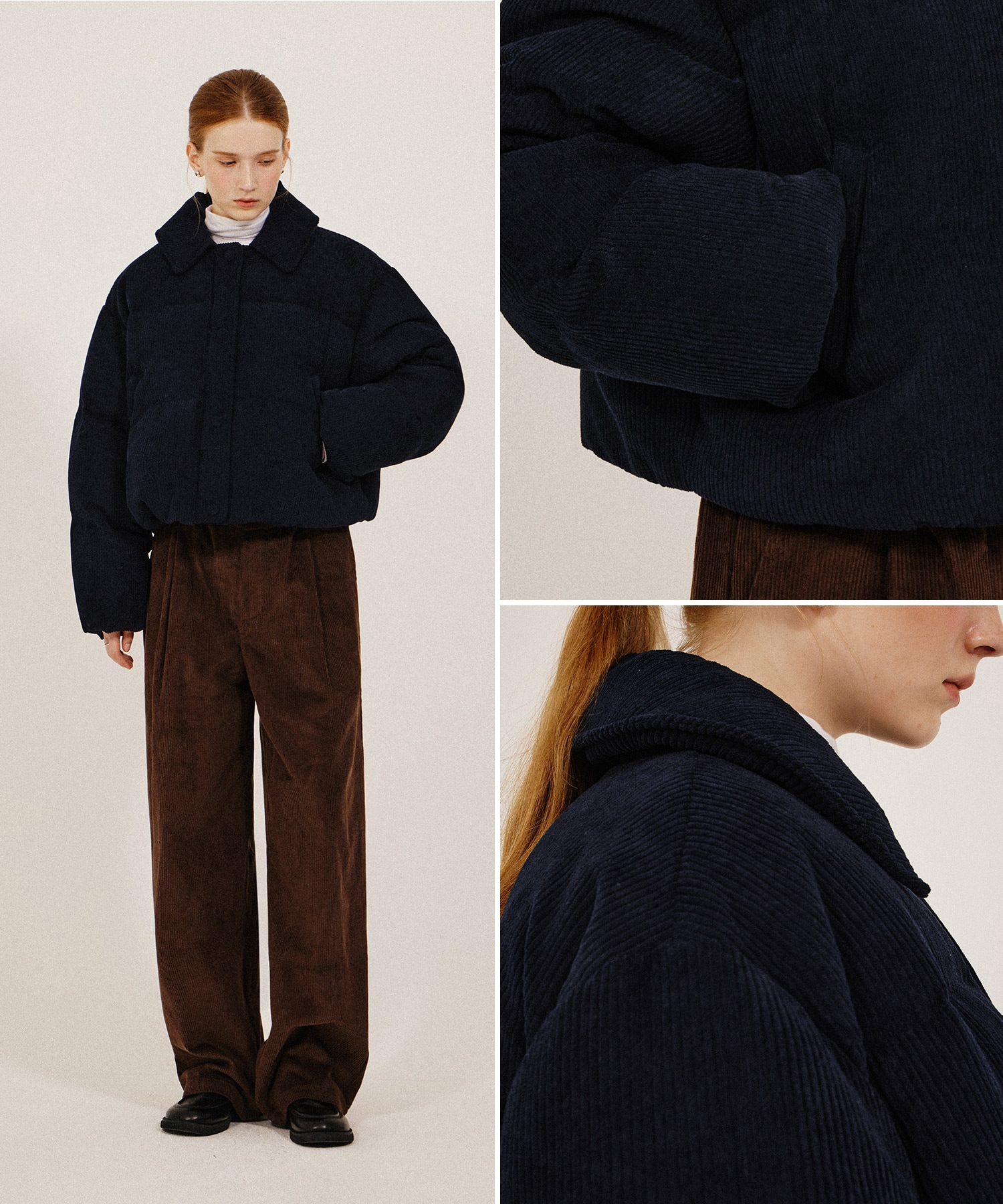【KIIMUIR】 (WOMAN) RDS CORDUROY COLLAR BUTTON SHORT DOWN : 3COLORS