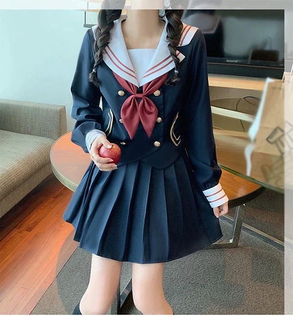 セーラー服 コスプレ 制服 衣装 仮装 学生服 ハロウィン JK制服 女子制服 高校生 通学 学園祭 大人 コスム衣装 セクシー 長袖トップス＋ミニスカート＋蝶結び ３点セット　S M L L