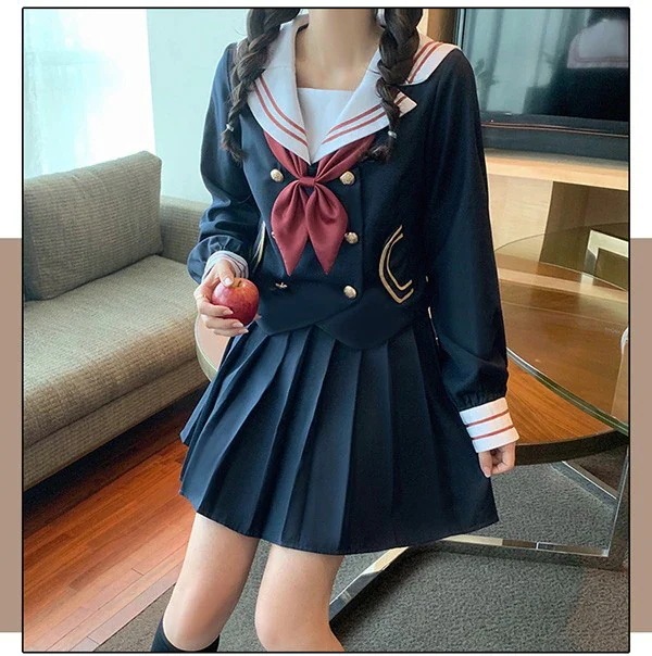 セーラー服 コスプレ 制服 衣装 仮装 学生服 ハロウィン JK制服 女子制服 高校生 通学 学園祭 大人 コスム衣装 セクシー 長袖トップス＋ミニスカート＋蝶結び ３点セット　S M L L