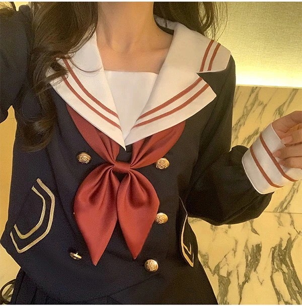 セーラー服 コスプレ 制服 衣装 仮装 学生服 ハロウィン JK制服 女子制服 高校生 通学 学園祭 大人 コスム衣装 セクシー 長袖トップス＋ミニスカート＋蝶結び ３点セット　S M L L