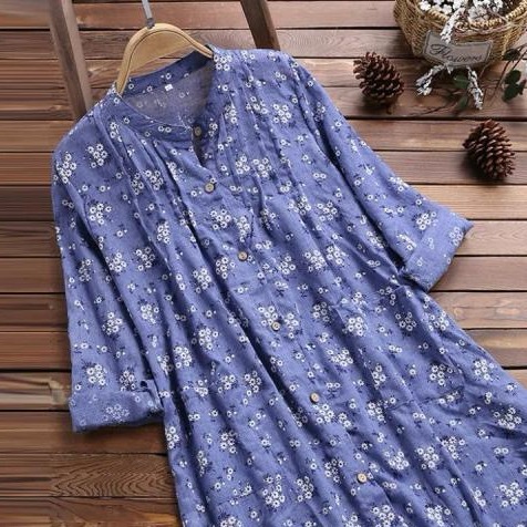 レディース トップス シャツ 羽織 前開き ミディアム丈 長袖 ラウンドネック 襟なし ノーカラー フレア Aライン ドレープ フェミニン プリーツ タック タックプリーツ コットン カジュアル