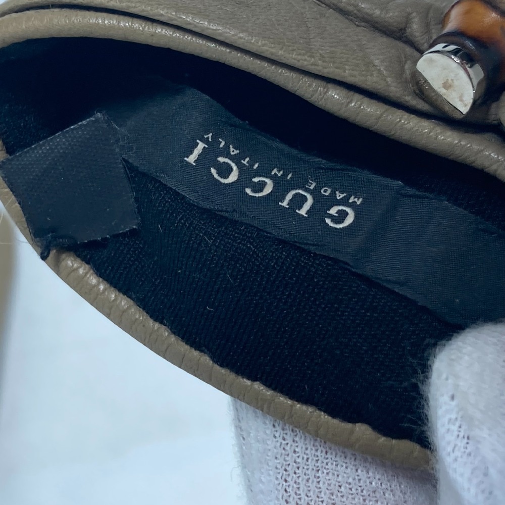 手袋 リボン ウッド バンブー グローブ レザー ベージュ