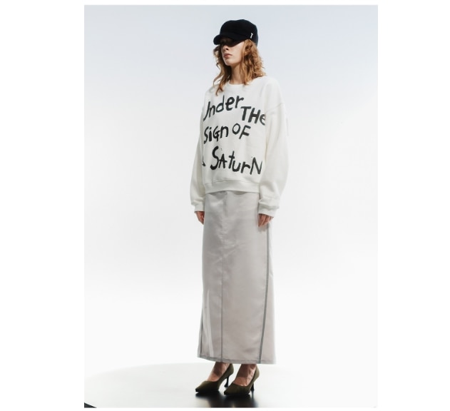 【OPEN Yy】 SATURN LETTERING SWEATSHIRT : IVORY