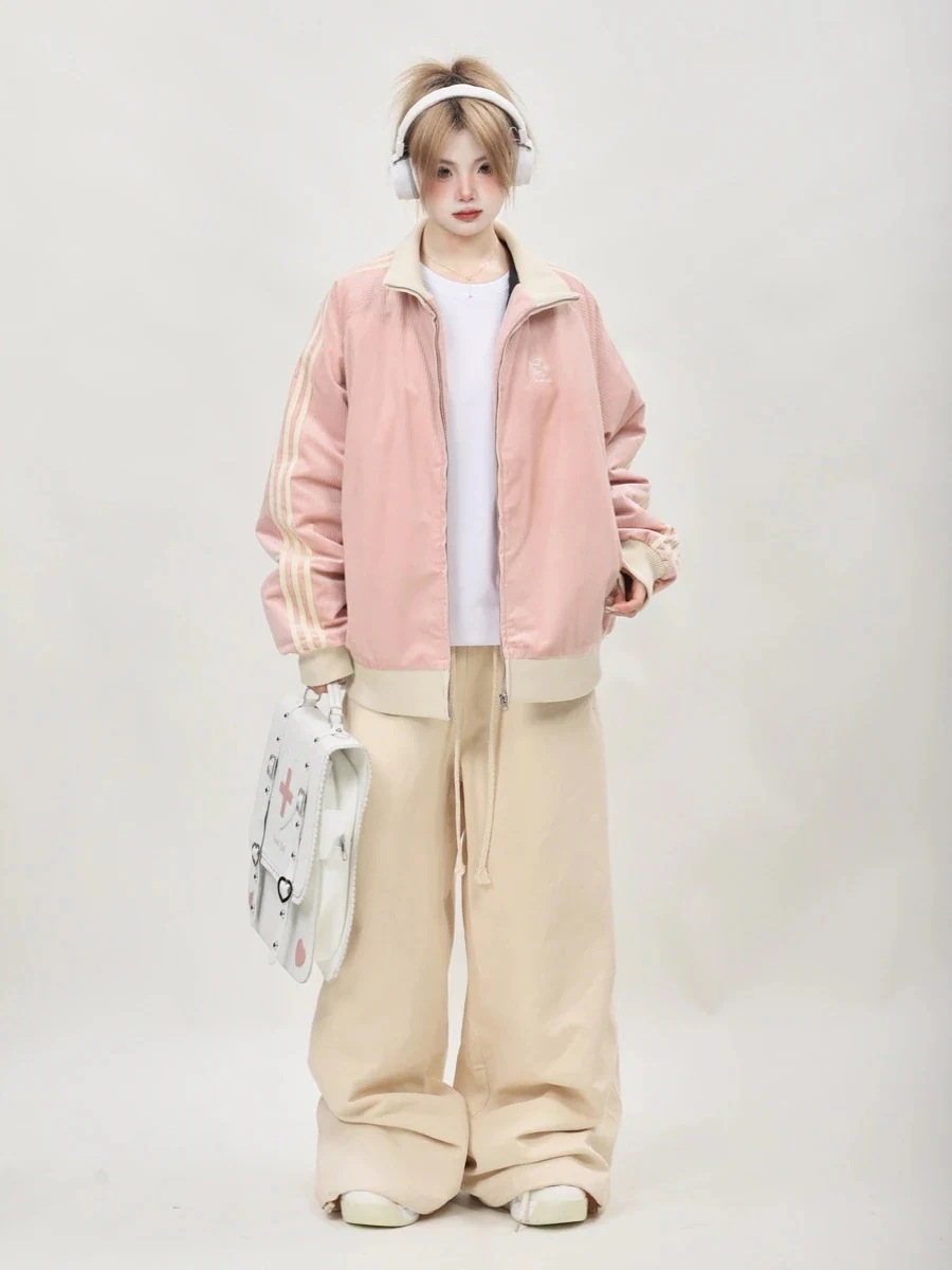 【急速出荷!】24 韓国 かわいい 厚手中綿入りレディースックスタンドネックアウターブルゾンストリートお出かけ長袖セクシーシルエットトップスサイドカジュアルファッション系サイズお出かけフル丈トラック