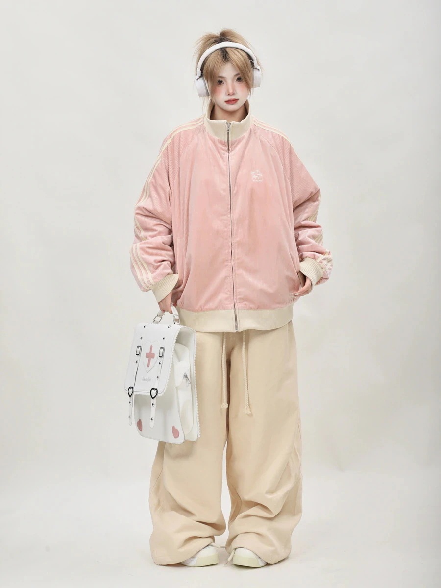 【急速出荷!】24 韓国 かわいい 厚手中綿入りレディースックスタンドネックアウターブルゾンストリートお出かけ長袖セクシーシルエットトップスサイドカジュアルファッション系サイズお出かけフル丈トラック