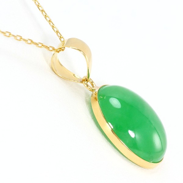 K18 18金 YG ネックレス ジェイダイト 中古 K18 18金 YG ネックレス ジェイダイト 中古