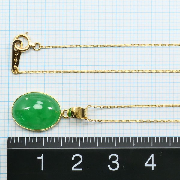 K18 18金 YG ネックレス ジェイダイト 中古 K18 18金 YG ネックレス ジェイダイト 中古
