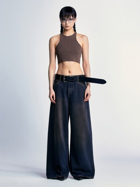 クラシック へそ出しレーサー タンクトップ コームドコットン