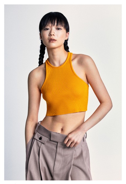 クラシック へそ出しレーサー タンクトップ コームドコットン