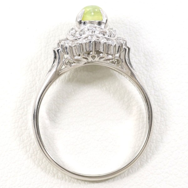 PT850 プラチナ リング 12号 クリソベリルキャッツアイ 0.88 ダイヤ 0.36 中古 PT850 プラチナ リング 12号 クリソベリルキャッツアイ 0.88 ダイヤ 0.36 中古