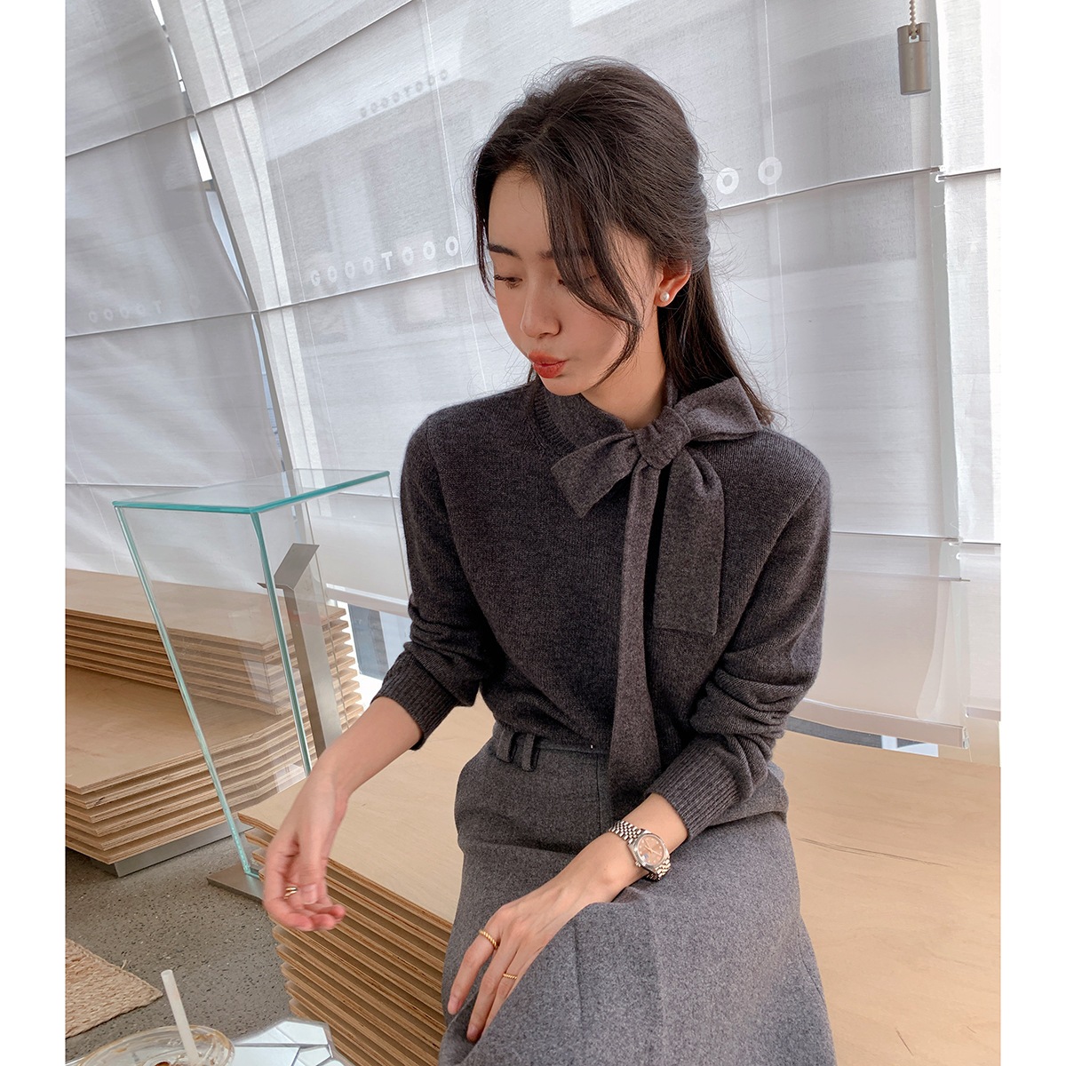 蝶ネクタイ ひらひら襟 ニット レディース 春 上質 ウールニット ボトムシャツ 秋冬 アンダーウェア トップス 蝶ネクタイ ひらひら襟 ニット レディース 春 上質 ウールニット ボトムシャツ 秋冬 アンダーウェア トップス