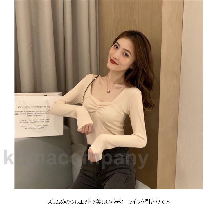 インナーウェア レディース インナーシャツ スクエアネック 長袖Tシャツ 肌着 アンダーウェア スリム Tシャツ カットソー 重ね着 春 秋 冬