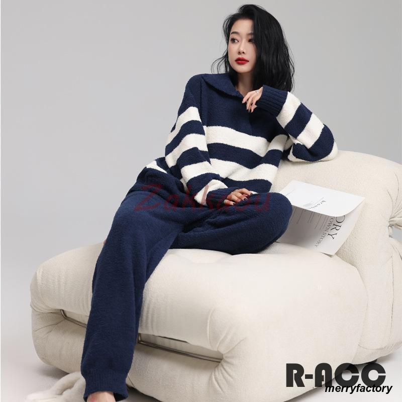 ルームウェア モールニット 上下セット レディース 秋 冬 パジャマ 部屋着 暖かい 体型カバー 冬用 ふわふわ ボーダー 可愛い 長袖 ロングパンツ もこもこ ルームウェア モールニット 上下セット レディース 秋 冬 パジャマ 部屋着 暖かい 体型カバー 冬用 ふわふわ ボーダー 可愛い 長袖 ロングパンツ もこもこ