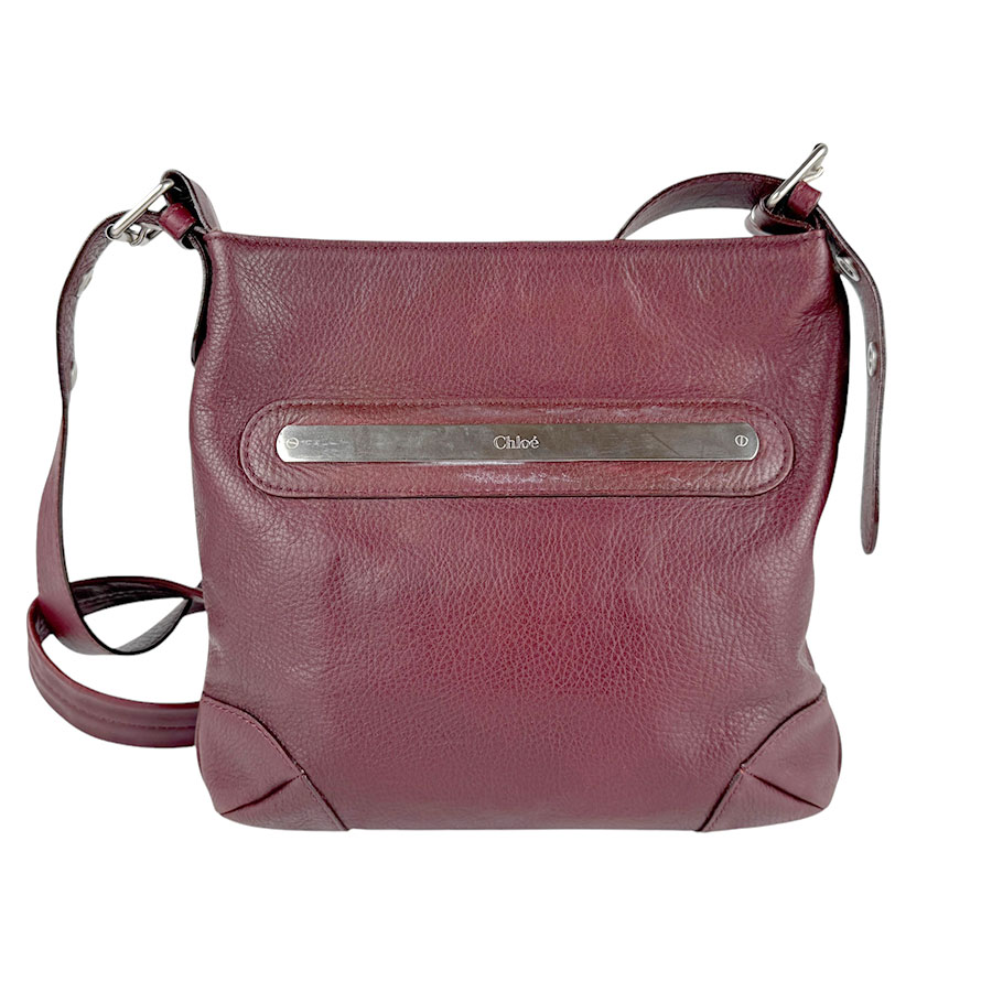クロエ Chloe 斜め掛けショルダーバッグ レザー バーガンディ シルバー ユニセックス z4237 クロエ Chloe 斜め掛けショルダーバッグ レザー バーガンディ シルバー ユニセックス z4237