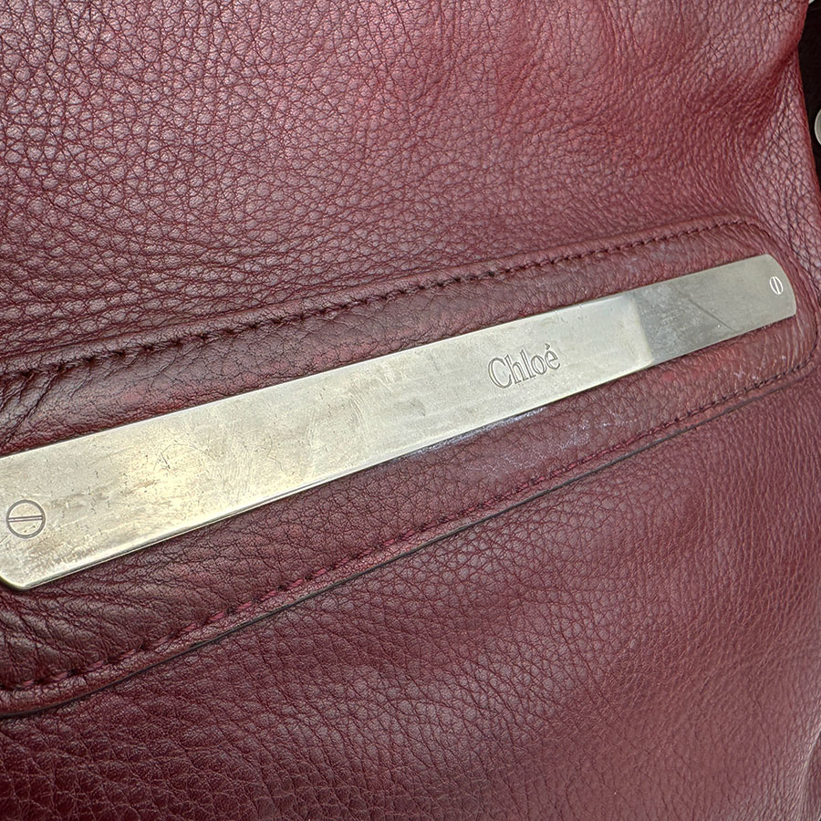 クロエ Chloe 斜め掛けショルダーバッグ レザー バーガンディ シルバー ユニセックス z4237 クロエ Chloe 斜め掛けショルダーバッグ レザー バーガンディ シルバー ユニセックス z4237