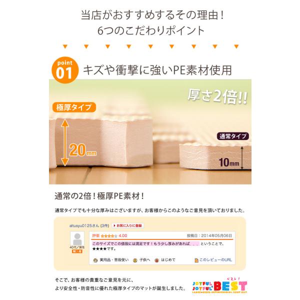 ジョイントマット 大判 厚手 59cm 16枚 3畳 極厚 厚み2cm おしゃれ ベビー マット 抗菌 サイドパーツ付き クッションマット