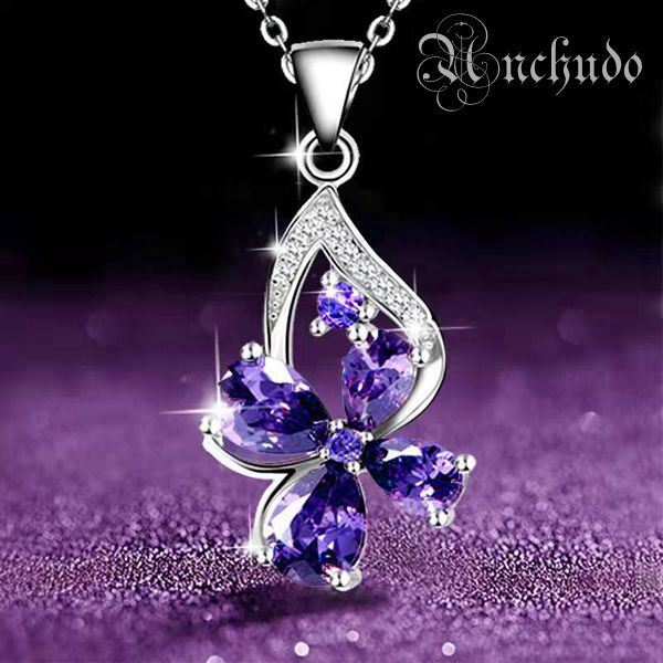 枝花 蝶 四つ葉のクローバー ネックレス レディース 水晶 プラチナ仕上げ 枝花 蝶 四つ葉のクローバー ネックレス レディース 水晶 プラチナ仕上げ