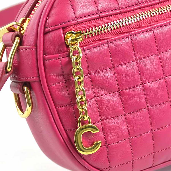 セリーヌ CELINE 斜め掛けショルダーバッグ Cチャーム レザー ピンク レディース r9891a