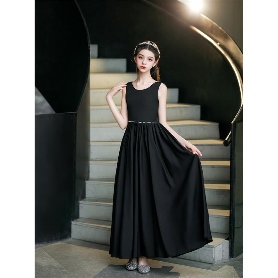 (WJ Fashion)ドレス シフォン 発表会 女の子 ピアノ発表会 ブラック 黒 120 130 140 150 160 170 フォーマル ワンピース コンクール 袖無し ノースリーブ ロング (WJ Fashion)ドレス シフォン 発表会 女の子 ピアノ発表会 ブラック 黒 120 130 140 150 160 170 フォーマル ワンピース コンクール 袖無し ノースリーブ ロング