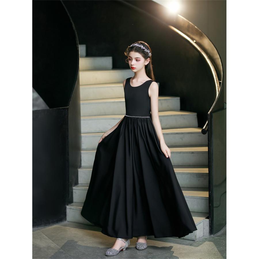 (WJ Fashion)ドレス シフォン 発表会 女の子 ピアノ発表会 ブラック 黒 120 130 140 150 160 170 フォーマル ワンピース コンクール 袖無し ノースリーブ ロング (WJ Fashion)ドレス シフォン 発表会 女の子 ピアノ発表会 ブラック 黒 120 130 140 150 160 170 フォーマル ワンピース コンクール 袖無し ノースリーブ ロング