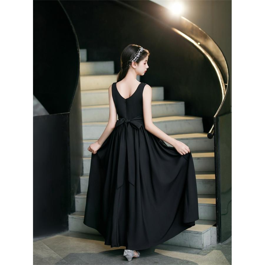 (WJ Fashion)ドレス シフォン 発表会 女の子 ピアノ発表会 ブラック 黒 120 130 140 150 160 170 フォーマル ワンピース コンクール 袖無し ノースリーブ ロング (WJ Fashion)ドレス シフォン 発表会 女の子 ピアノ発表会 ブラック 黒 120 130 140 150 160 170 フォーマル ワンピース コンクール 袖無し ノースリーブ ロング