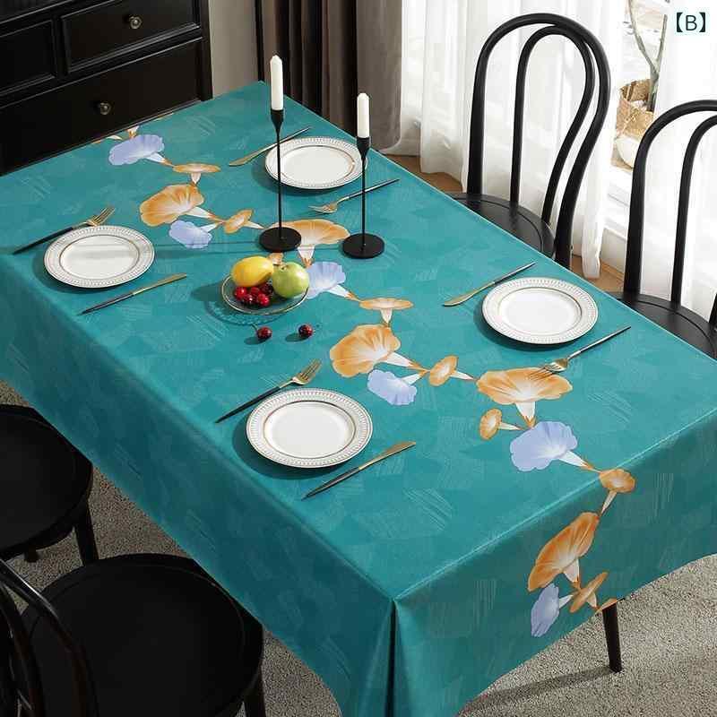 テーブルクロス おしゃれ インテリア ティー コーヒー カバー 家庭 レストラン カフェ 喫茶店 ダイニング 防水 耐油 洗える チャイナ風 長方形 PVC マット
