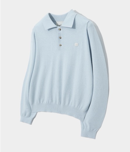【SATUR】 ALL DAY SATUR BASIC POLO KNIT : SOFT BLUE 【SATUR】 ALL DAY SATUR BASIC POLO KNIT : SOFT BLUE