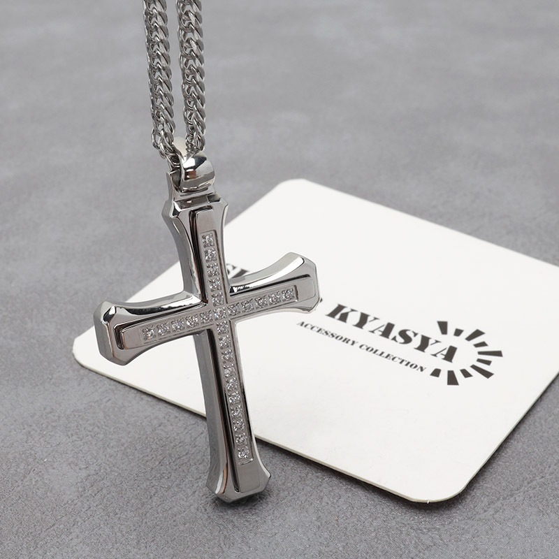 ステンレス クロスネックレス [n841-silver-n514-3mm]