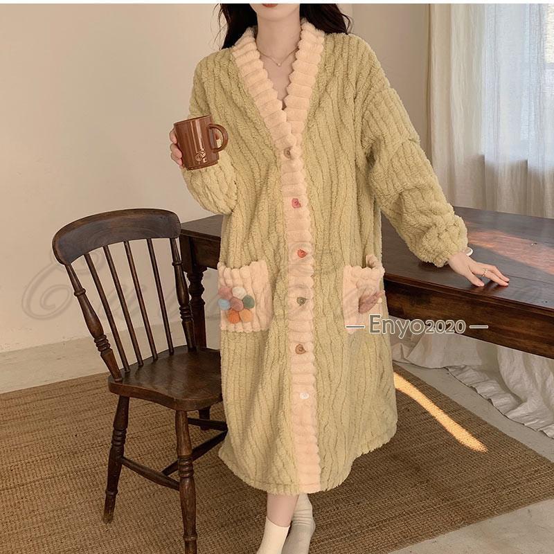 ネグリジェ パジャマ レディース ワンピース ルームウェア 部屋着 暖かい 長袖 前開き 秋冬 防寒 寝巻き リラックス きれいめ ネグリジェ パジャマ レディース ワンピース ルームウェア 部屋着 暖かい 長袖 前開き 秋冬 防寒 寝巻き リラックス きれいめ