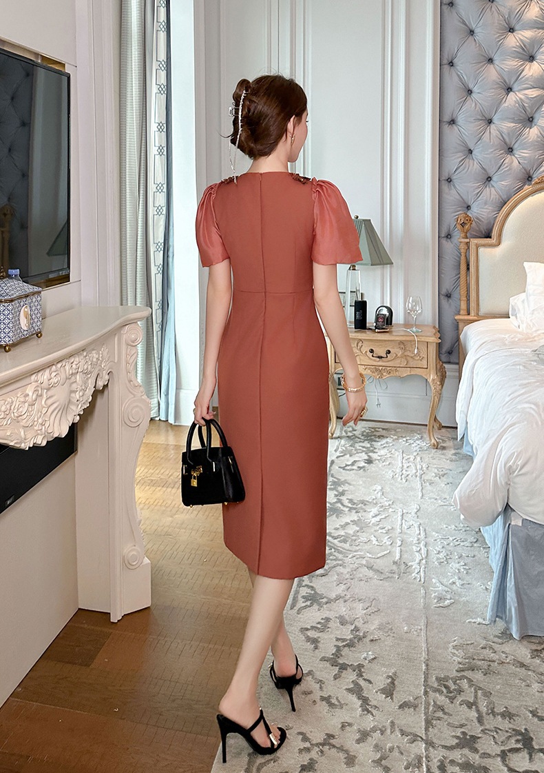 【JY.上品】 2025夏新品 レトロ 花飾り ワンピースドレス パーティー キャバ 着痩せ 大人 同窓会 披露宴 卒業式 結婚式 演奏会 ウェディング 二次会 メガ割