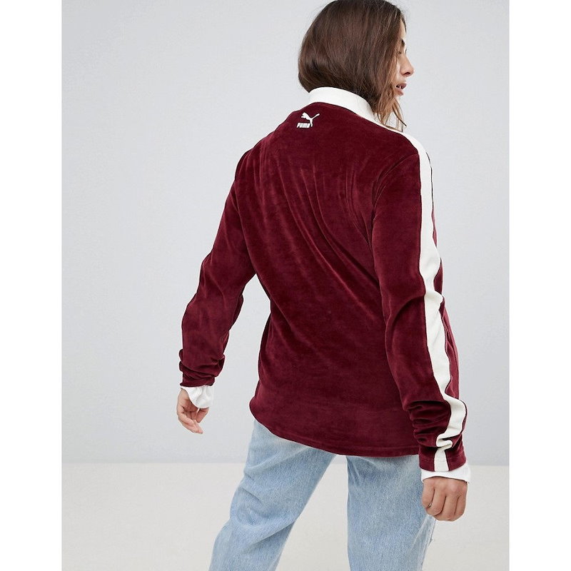 プーマ レディース トップス【Puma Exclusive To ASOS Plus Velvet Football Jersey In Burgundy】Burgundy プーマ レディース トップス【Puma Exclusive To ASOS Plus Velvet Football Jersey In Burgundy】Burgundy