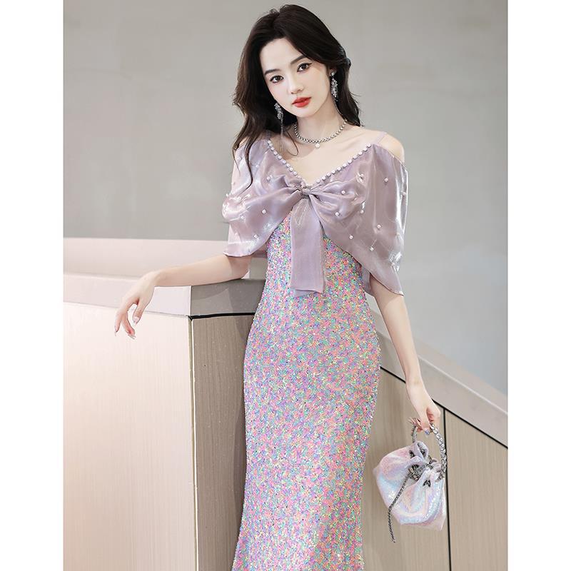 宴会気質イブニングドレス2025新しいフィッシュテール パーティードレス 結婚式 宴会気質イブニングドレス2025新しいフィッシュテール パーティードレス 結婚式