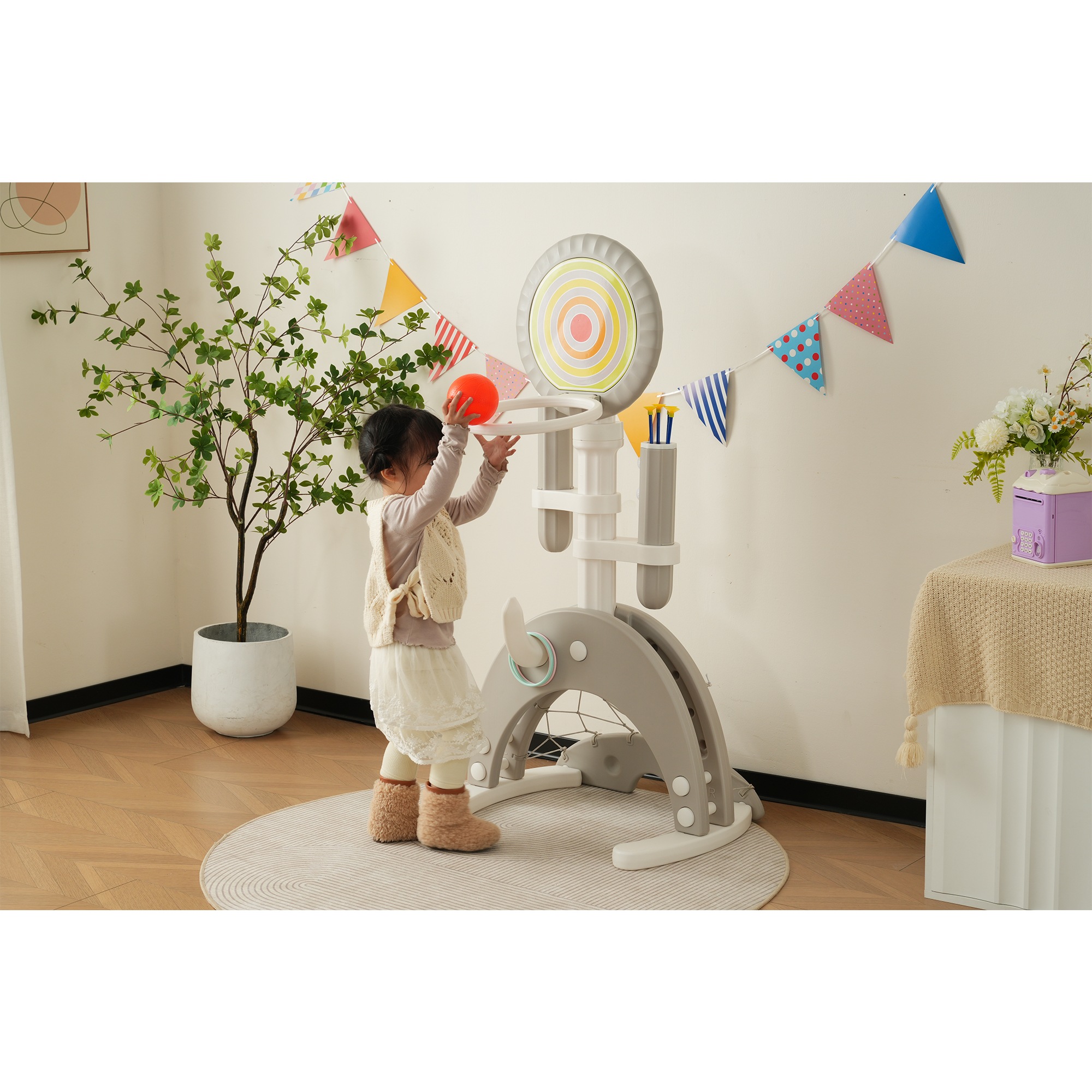 【国内発送】アーチェリー ダーツ バスケット サッカー ゴルフ 6in1多機能遊具 輪投げ 弓矢 組立簡単 室内遊具 おもちゃ 高さ調節可能124~160 キッズ 男の子 女の子 子供 誕生日 プレゼ