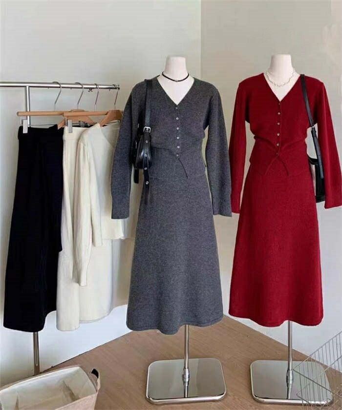 ニットセットアップ レディース 上下セット ニットスカート トップス ボトムス 秋 冬 スカートスーツ フォーマルスーツ Vネック セーター カットソー 長袖 フレアスカート ウエストゴム フォーマル ニットセットアップ レディース 上下セット ニットスカート トップス ボトムス 秋 冬 スカートスーツ フォーマルスーツ Vネック セーター カットソー 長袖 フレアスカート ウエストゴム フォーマル