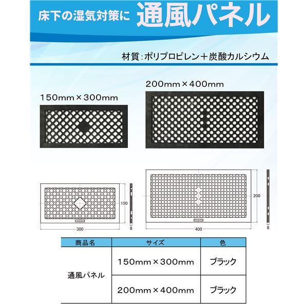 水上 床下換気孔 通風パネル 縦150x横300mm [50枚入] [0002-02101]