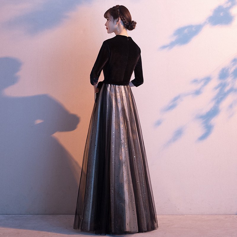 パーティードレス 結婚式 ワンピース longdress ロングドレス Ｖネック ワンピース 袖あり ウェディングドレス ウエディング ドレス 二次会 花嫁 ブライズメイド お呼ばれ ワンピース エン