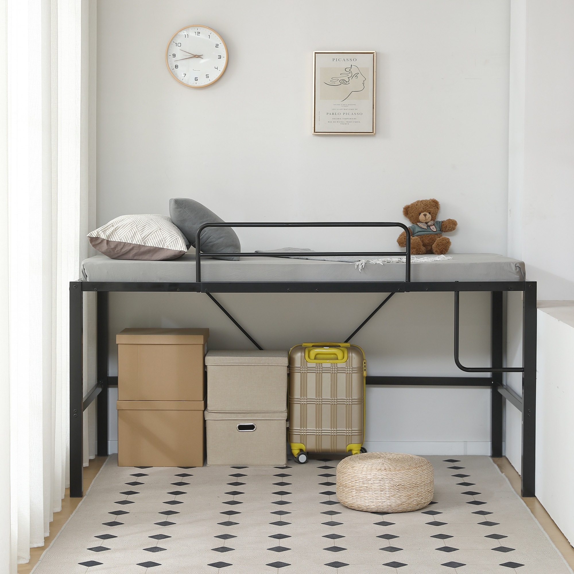 国内発送!A75【高さ90cm】ロフトベッド パイプベッド シングルベッド ロータイプ 省スペース 収納 北欧風 大人 一人暮らし スチール 耐震 ベッド 高さ調整可能 長さ195×幅100cm×高 国内発送!A75【高さ90cm】ロフトベッド パイプベッド シングルベッド ロータイプ 省スペース 収納 北欧風 大人 一人暮らし スチール 耐震 ベッド 高さ調整可能 長さ195×幅100cm×高