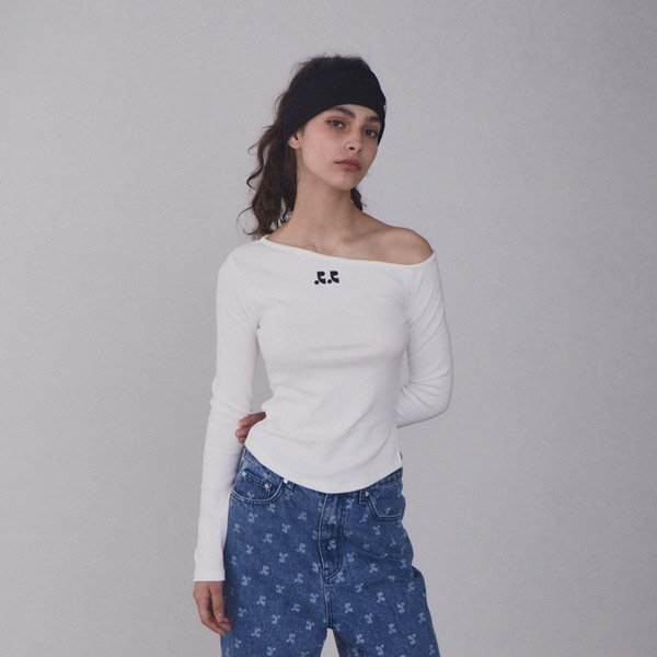 Rest&Recreation ワンショルダー Tシャツ 韓国ベージュ Rest & Recreation RR ONE SHOULDER LONG SLEEVE TOP レスト