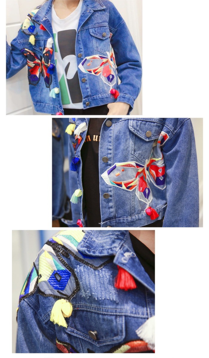 ★カラフルバタフライ刺繍デニムジャケット★ジャケット アウター トップス デニムジャケット ダメージ デニム カジュアル シンプル ベーシック インディゴブルー カラフル 刺繍 トレンド アウター ジージャン バタフライ Gジャン★CELEBTV★ ★カラフルバタフライ刺繍デニムジャケット★ジャケット アウター トップス デニムジャケット ダメージ デニム カジュアル シンプル ベーシック インディゴブルー カラフル 刺繍 トレンド アウター ジージャン バタフライ Gジャン★CELEBTV★