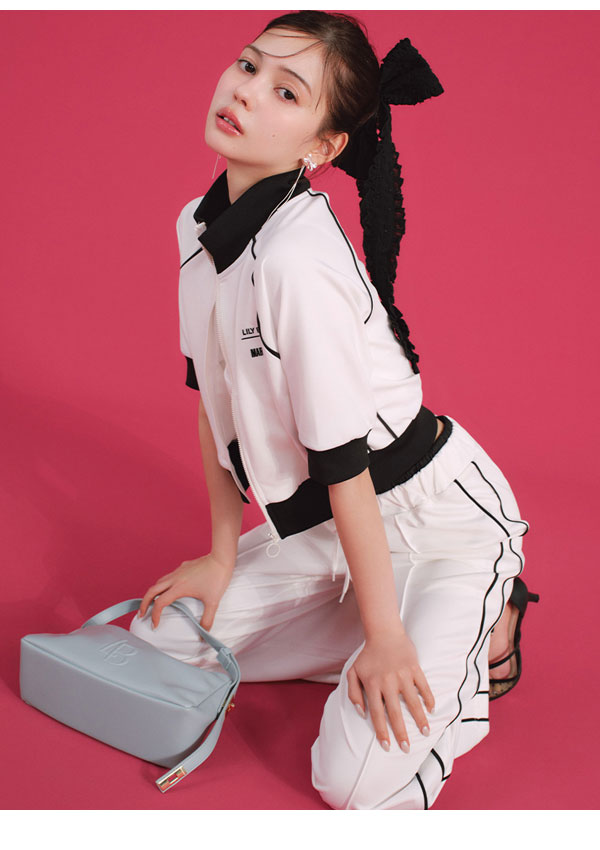 【即納】 リリーブラウン LILY BROWN アウター 25夏 ハーフスリーブトラックジャケット マリクワ コラボ lwcj254011 【即納】 リリーブラウン LILY BROWN アウター 25夏 ハーフスリーブトラックジャケット マリクワ コラボ lwcj254011